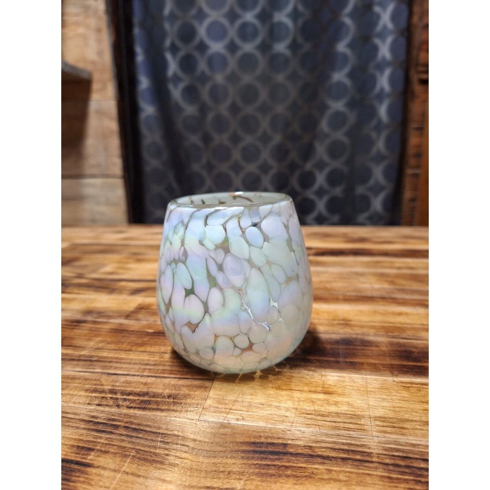 RACHEL ROY Iridescent Pink Luster‎ Leopard Stemless Wine Glass NEW - Picture 6 of 10